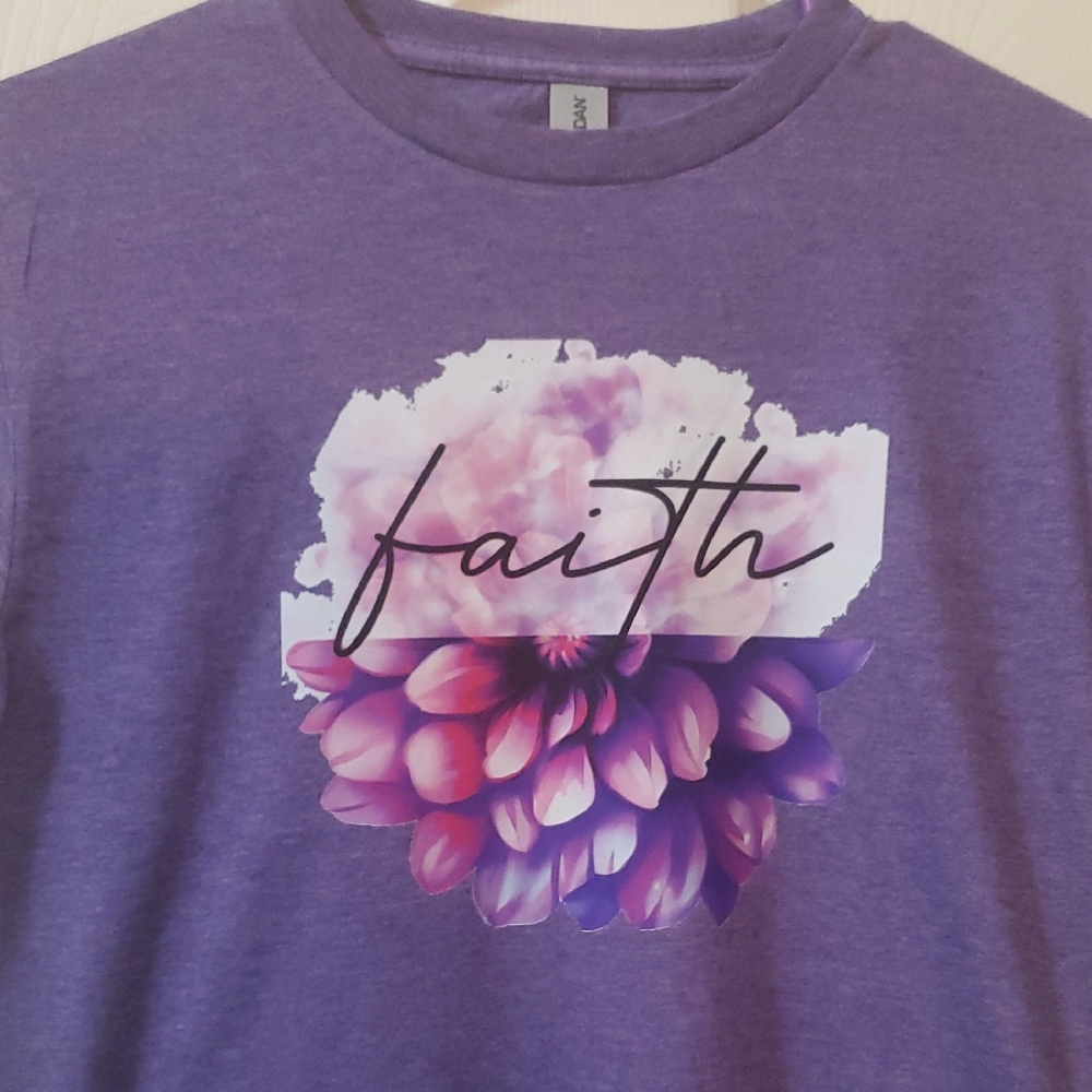 Purple Graphic Tee with Floral Design